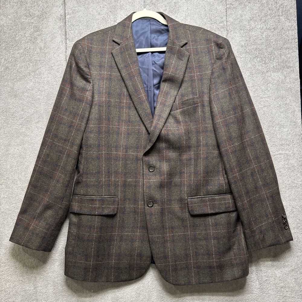 Jos. A. Bank Brown Plaid Sport Coat E. Thomas Wool and Cashmere